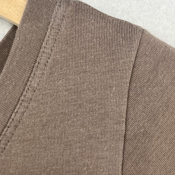 EILEEN FISHER Dress M Organic Cotton Stretch Jersey Scoop Neck Midi Brown USA - Picture 8 of 13